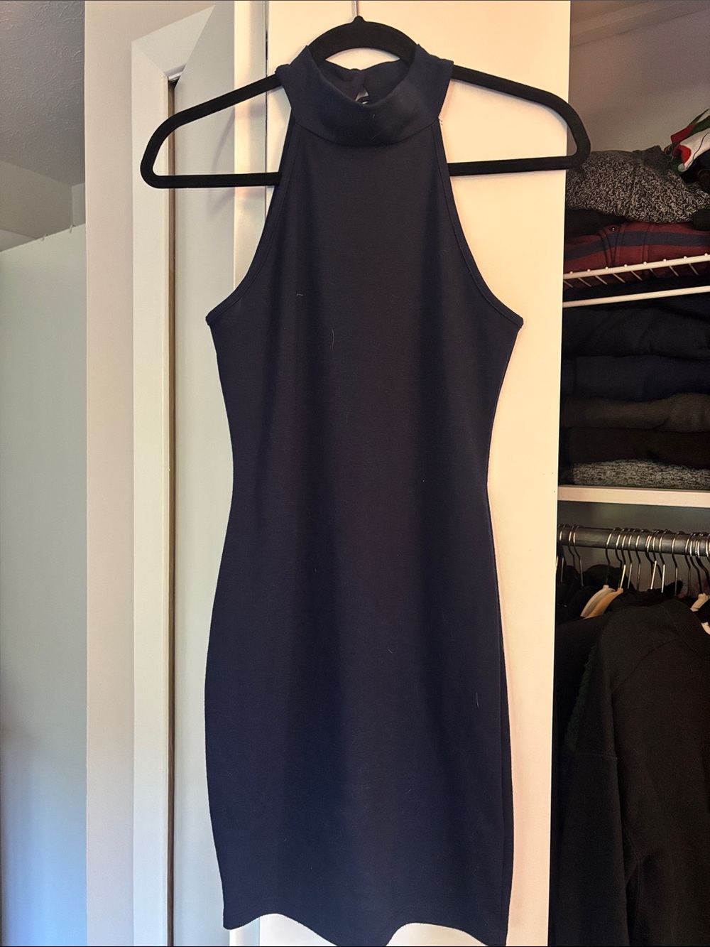 Tobi Sleeveless Mock Neck Bodycon Dress - Navy